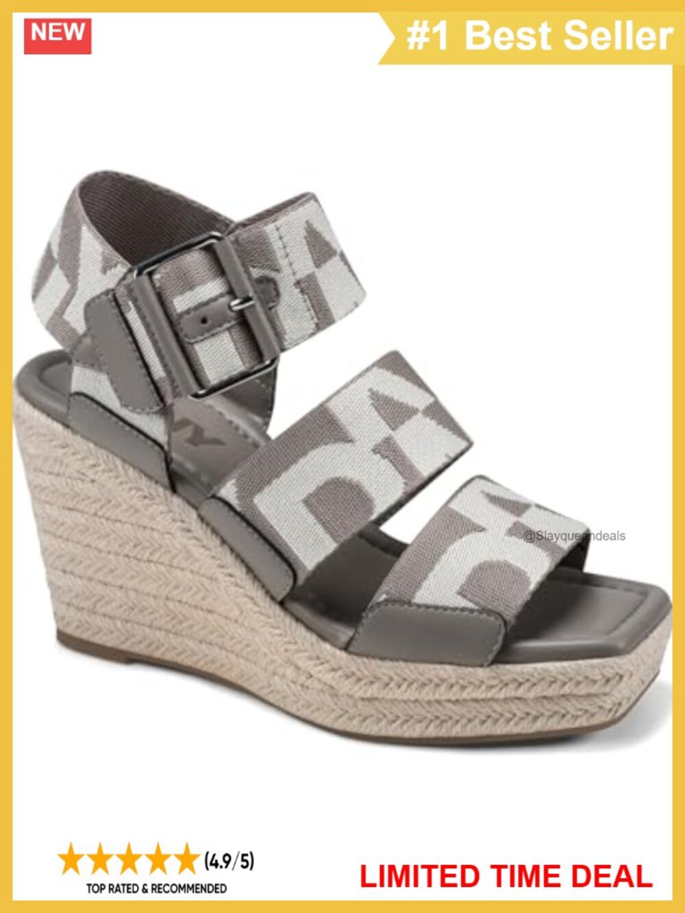 Caylee Espadrille Wedge Sandal With Logo Ankle Strap Open Toe